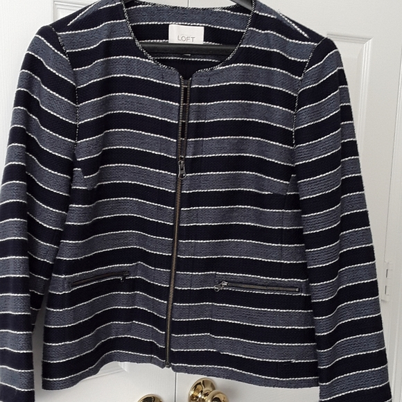 Navy/grey/white stripe jacket - Picture 1 of 5